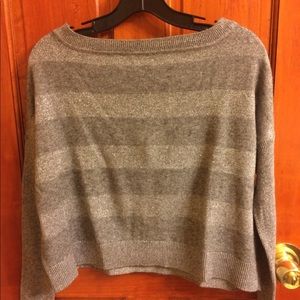 Silver and gray silk and cashmere striped sweater